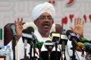 Omar al-Bashir speaks during a press conference in Khartoum late on September 22, 2013