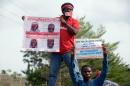 Supporters of the Bring Back Our Girls campaign during a demonstration in the Nigerian capital Abuja on October 14, 2014