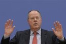 Top candidate for the 2013 German general elections Steinbrueck of German SPD party addressees news conference in Berlin