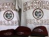 FILE - In this Oct. 28, 2008 file photo, sportswear bearing the name of a college that doesn't exist: the Electoral College, are seen in Glenburn, Maine, on Tuesday, Oct. 28, 2008. When it comes to voting for president, not all votes are created equal. Chances are yours will count less than a select few. Each state’s Electoral College votes are based on the size of its congressional delegation, not its population. Because of that, a presidential vote in Wyoming mathematically counts more than three times as much as a vote in Ohio, at least in terms of choosing electors.(AP Photo/Pat Wellenbach, File)