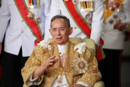 File photo of Thailand's King Bhumibol Adulyadej. Tens of thousands of Thais have crowded central Bangkok for a rare address by the king as part of celebrations for his 85th birthday