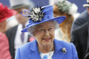 Britain's Queen Elizabeth II arrives for the Epsom Derby at Epsom race course, southern England at the start of a four-day Diamond Jubilee celebration to mark the 60th anniversary of the Queen's accession to the throne Saturday, June 2, 2012. The queen will celebrate Saturday at the Epsom Derby, a highlight of the horseracing calendar, and on Sunday she will lead a 1,000-boat flotilla on the River Thames. Monday's festivities include a pop concert in front of Buckingham Palace with Paul McCartney and Elton John, and festivities climax Tuesday with a religious service, a procession through the streets of London and the royal family's appearance on the palace balcony. (AP Photo/Sang Tan)