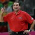 FILE- In this Aug. 4, 2012, file photo, United States coach Mike Krzyzewski signals to players during a preliminary men's basketball game against Lithuania at the 2012 Summer Olympics in London. A person with knowledge of the decision says Krzyzewski has agreed to return as U.S. men's Olympic basketball coach. He was originally expected to step down but instead will attempt to lead the Americans to a third straight gold medal, the person tells The Associated Press on condition of anonymity because no official announcement has been made.  (AP Photo/Eric Gay)