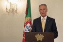 Portugal's President Anibal Cavaco Silva makes a statement to the press at Belem presidential palace in Lisbon
