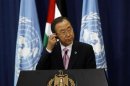 U.N. Secretary-General Ban holds a joint news conference with Palestinian President Abbas in Ramallah