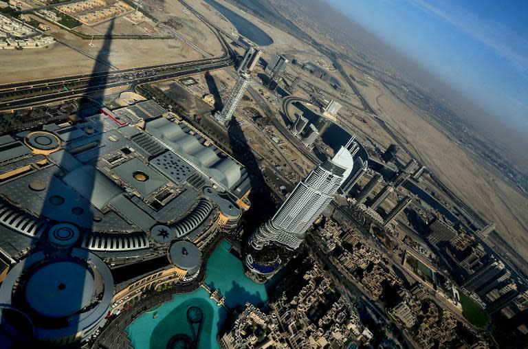 An image taken from Burj Khalifa, the world's tallest skyscraper, on May 21, 2013 shows construction in Dubai