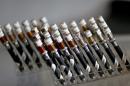 Electronic cigarettes with different flavored E liquid are seen on display on September 6, 2013 in Miami, Florida