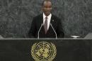 Samura Kamara, Foreign Minister of Sierra Leone, speaks during the 68th Session of the United Nations General Assembly in New York