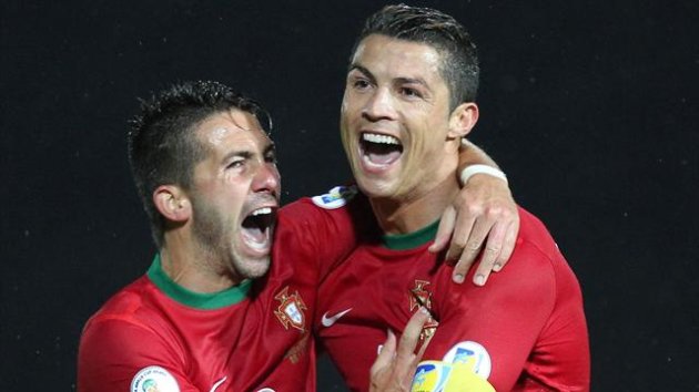 Cristiano Ronaldo celebrates a hat-trick for Portugal