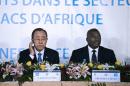 UN secretary general Ban Ki-moon and Democratic Republic of the Congo President Joseph Kabila (R) attend the Great Lakes Private Sector Investment Conference in Kinshasa on February 24, 2016
