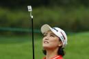 So Yeon Ryu of South Korea reacts to her putt on the second hole during the third round of the Canadian Women's Open golf tournament in London, Ontario, on Saturday, Aug. 23, 2014. (AP Photo/The Canadian Press, Dave Chidley)