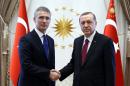 NATO chief Jens Stoltenberg (left) last visited Ankara in April 2016 for talks with Turkish President Recep Tayyip Erdogan