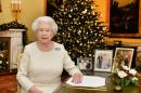 Britain's Queen Elizabeth II is pictured after recording her Chistmas Day broadcast to the Commonwealth in the 18th Century Room at Buckingham Palace in London on December 10, 2015