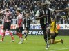 Newcastle United's Ameobi celebrates scoring against Sunderland during their English Premier League soccer match in Newcastle