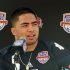 Notre Dame Fighting Irish linebacker Te'o speaks during media day for the 2013 BCS National Championship NCAA football game in Miami