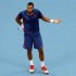 France's Tsonga disputes the umpire during the men's singles final against Serbia's Djokovic at the China Open tennis tournament in Beijing