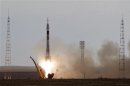 The Soyuz TMA-05M spacecraft carrying International Space Station crew blasts off from its launch pad at Baikonur