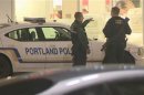 KATU-TV aerial video image shows police officers at a shooting scene at Clackamas Town Center in Portland