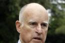 California Gov. Jerry Brown speaks during a media conference after he voted Tuesday, June 3, 2014, in Oakland, Calif. (AP Photo/Ben Margot)