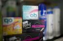 Tampons are displayed on a shelf at a drug store in Buenos Aires, Argentina, Wednesday, Jan. 7, 2015. A shortage of tampons in several Argentine cities led to finger-pointing Wednesday, with the government insinuating it was a strategy by importers to jack up prices while companies blamed stifling bureaucracy. The shelves in pharmacies and supermarkets have even been empty in some coastal areas where tourists flock during the warm summer months. (AP Photo/Natacha Pisarenko)