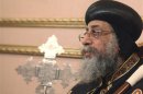 Coptic Pope Tawadros II, head of Coptic Orthodox church, talks to Reuters during an interview in Cairo