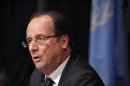 France's President Hollande speaks during a news conference after his speech at the 67th UN General Assembly in New York