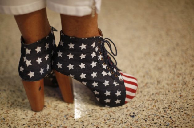A convention goer wears Stars and Stripes heels during the second session of the 2012 Republican National Convention in Tampa