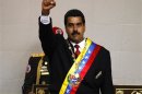 Venezuela's President Nicolas Maduro gestures after being sworn into office in Caracas