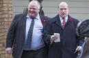 Toronto Mayor Rob Ford leaves his mother's house with Chief of Staff Earl Provost in Toronto