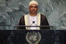 Ikililou Dhoinine, President of the Union of the Comoros, addresses the 67th United Nations General Assembly at the U.N. Headquarters in New York