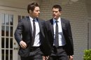 This publicity image released by TNT shows Josh Henderson as John Ross Ewing, left, and Jesse Metcalfe as Christopher Ewing in a scene from "Dallas," premiering Wednesday June 13, at 9:00 p.m. on TNT. (AP Photo/TNT, Erik Heinila)