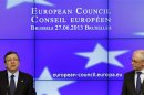 European Commission President Barroso and European Council President Van Rompuy hold a news conference in Brussels