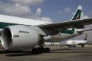 An Alitalia airplane is seen at the airport in Cairo