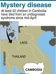 Locator map of Cambodia, where a mystery disease has killed at least 52 children since mid-April