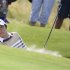 Ko of New Zealand plays her third shot from the bunker on the first hole during the second round of the British Women's Open Golf tournament in northern England