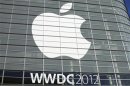An Apple logo is seen at the Apple Worldwide Developers Conference 2012 in San Francisco