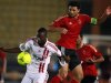 Ghaly of Al Ahly fights for the ball with Cisse of Zamalek during their CAF Champions League soccer match in Cairo