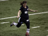 Lauren Silberman boots the ball during kicker tryouts at the NFL football regional combine workout Sunday, March 3, 2013, in Florham Park, N.J. (AP Photo/Mel Evans)