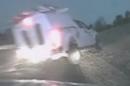 Pickup Truck Flies Off Freeway and Slams Into Squad Car
