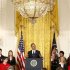 U.S. President Obama speaks to the national winners as he hosts a White House Science Fair in the East Room at the White House in Washington