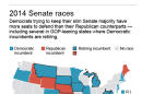 Graphic shows 2014 U.S. Senate races and current Senate makeup; 2c x 4 inches; 96.3 mm x 101 mm;