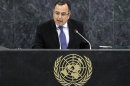 Egypt's Minister of Foreign Affairs Nabil Fahmy addresses the 68th United Nations General Assembly at UN headquarters in New York