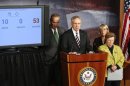 Schumer, Reid, Murray, Mikulski and Durbin hold a news conference after the Senate passed a spending bill to avoid a government shutdown, in Washington