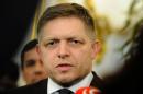 Slovakia's Prime Minister and the Slovak Smer-Social Democracy party leader, Robert Fico talks to media after he was assigned by Slovak President to lead talks on a new cabinet on March 9, 2016 in Bratislava