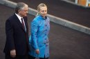 Armenian Foreign Minister Nalbandian and U.S. Secretary of State Clinton speak following news conference in Yerevan