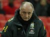 Brazil's manager Luiz Felipe Scolari watches the players warm up before the international friendly soccer match against England at Wembley stadium in London