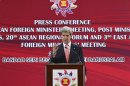U.S. Secretary of State John Kerry speaks during a news conference at the 46th ASEAN Foreign Ministers Meeting in Bandar Seri Begawan