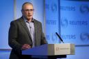 Former Russian tycoon Mikhail Khodorkovsky speaks during a Reuters Newsmaker event at Canary Wharf in London