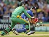 England's Trott hits the ball past South Africa's de Villiers during the third one-day international cricket match at the Kia Oval cricket ground in London