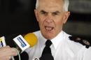 Chief Constable of Greater Manchester Police, Peter Fahy, speaks to the media outside of Police Headquarters in Manchester, north-west England on April 9, 2009